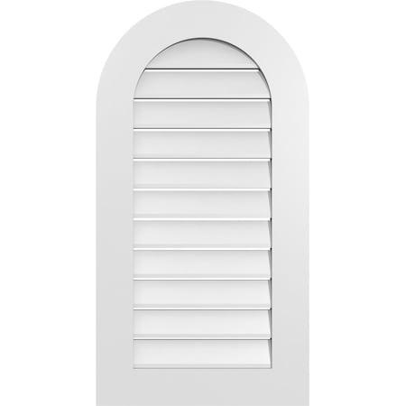 Ekena Millwork Round Top Surface Mount PVC Gable Vent: Functional, w/ 3-1/2"W x 1"P Standard Frame, 20"W x 38"H GVPRT20X3801SF
